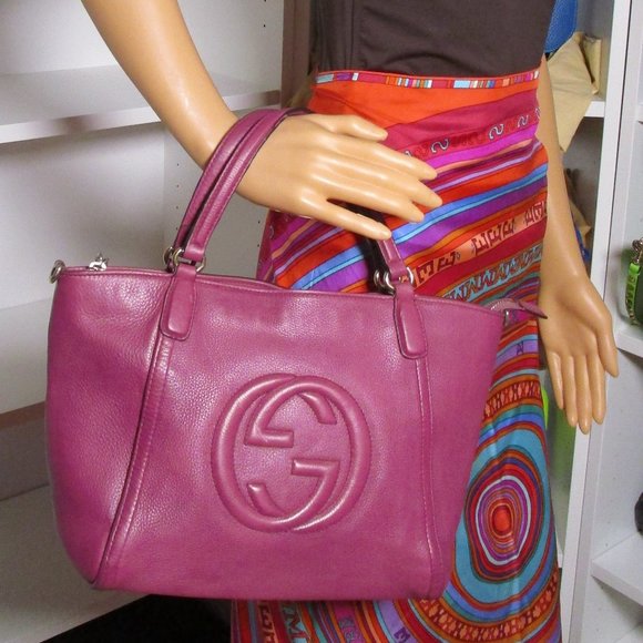 GUCCI PEBBLED CALFSKIN SMALL SOHO TOP HANDLE BAG-100% AUTHENTIC - Picture 3 of 16